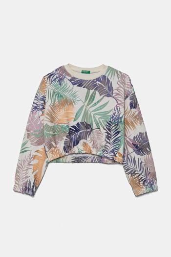 Detská bavlnená mikina United Colors of Benetton béžová farba, vzorovaná, 35UJC10OB