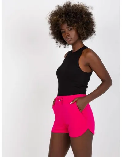 Fuchsiové basic teplákové šortky s kapsami