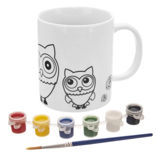 Hrnek s barvami a štětcem SOVA 0,38 l - ORION