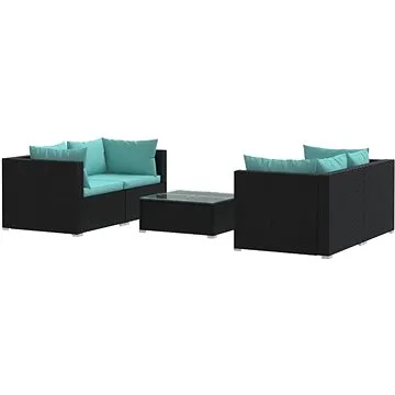 5dílná zahradní sedací souprava s poduškami polyratan černá, 3101481 (3101481)
