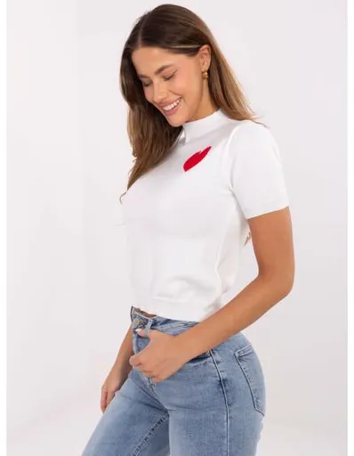 Ecru dámský svetr s krátkým rukávem