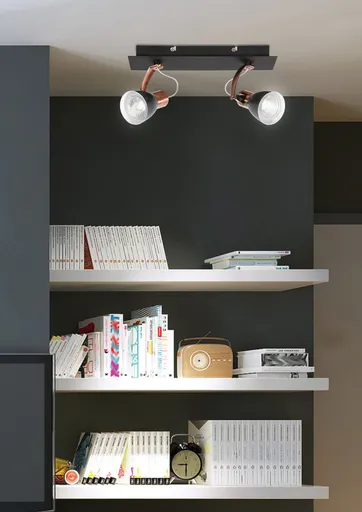 Nástěnná lampa s páskem 2X50W GU10 černá/měděná MARKUS