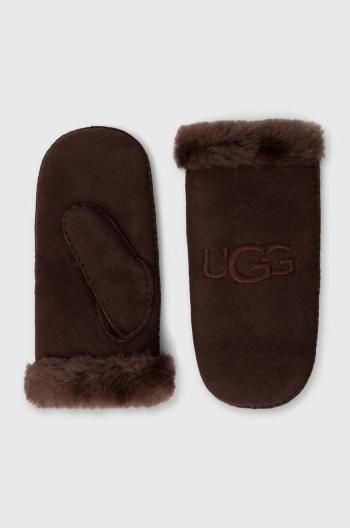 Semišové rukavice UGG dámské, hnědá barva