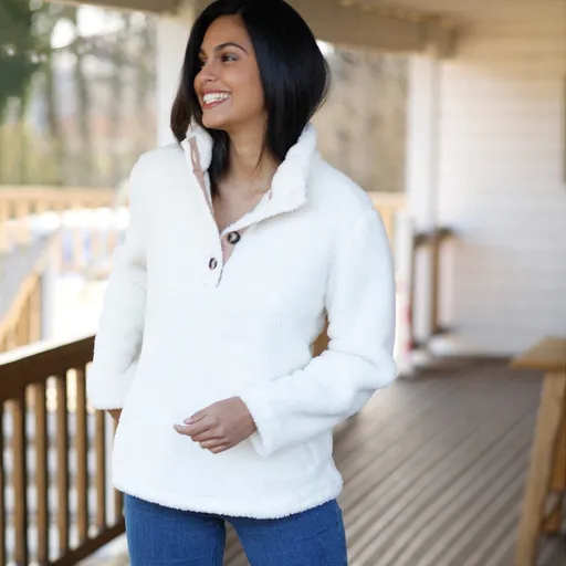 Mikina z plyšového úpletu se stojáčkem na knoflíky