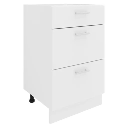 VCM Dolní kuchyňská skříňka Esilo, 50 cm, 3 zásuvky, bílá