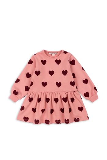 Dievčenské šaty Konges Sløjd LOU SWEAT DRESS OCS ružová farba, mini, áčkový strih, KS102019
