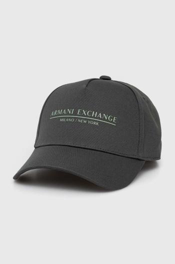 Bavlněná baseballová čepice Armani Exchange zelená barva, s aplikací, 954202 CC150