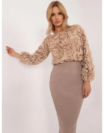 Dámská sukně pruhovaná tmavě béžová