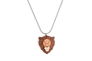 Dřevěný přívěsek BeWooden Lion Pendant na krk s řetízkem zdarma