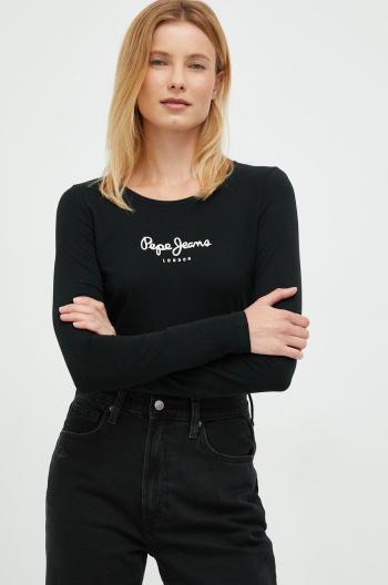 Tričko s dlouhým rukávem Pepe Jeans černá barva