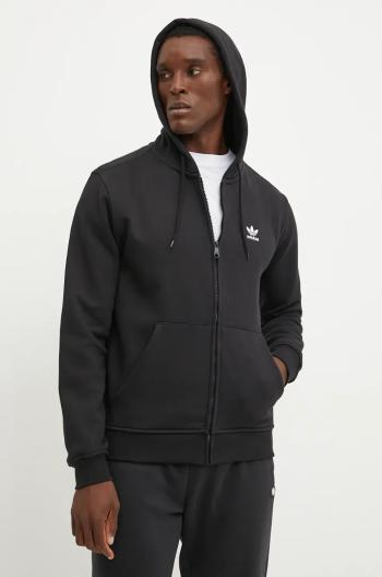 Mikina adidas Originals pánská, černá barva, s kapucí, hladká, IW5791