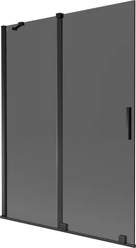MEXEN/S Velar dvoukřídlá posuvná vanová zástěna 130 x 150, grafit, černá 896-130-000-41-70