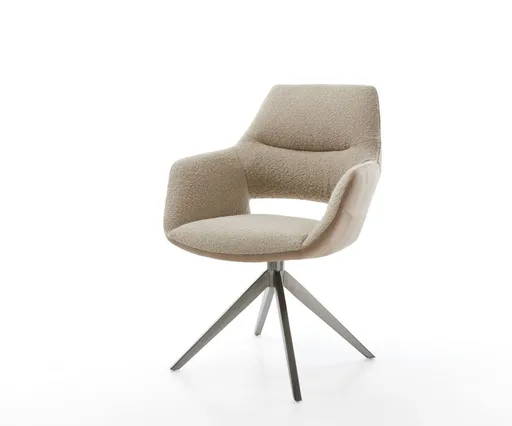 Jídelní židle Yago-Flex s područkami mix materiálů béžová