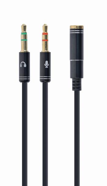 Kabel CABLEXPERT CCA-418M rozdvojka jack 3,5mm (4 pólový) na 2x3,5mm F/M, 20cm, černý