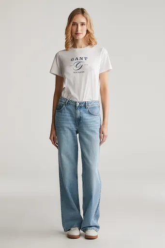 DŽÍNY GANT REL STRAIGHT JEANS SEMI LIGHT BLUE BROKEN IN