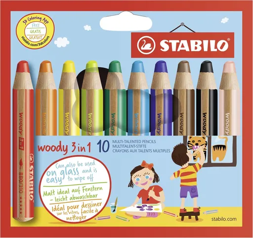 STABILO woody 3 v 1, 10 barev (4006381185646)