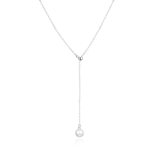 Agato Stříbrný flexibilní náhrdelník s pravou perlou AGT-N003W-P