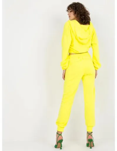 Fluo žlutý teplákový komplet basic s krátkou mikinou