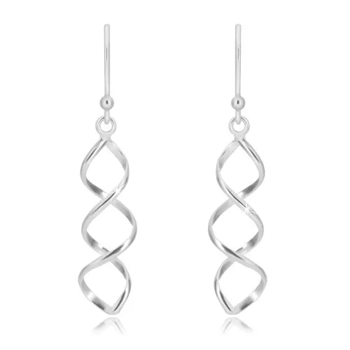 Visací náušnice ze stříbra 925 - lesklá dvojitá spirála, afro háček