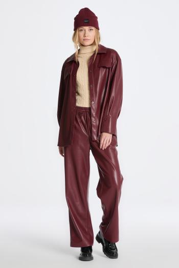 KALHOTY GANT RELAXED FAUX LEATHER PULL ON PANTS PLUMPED RED