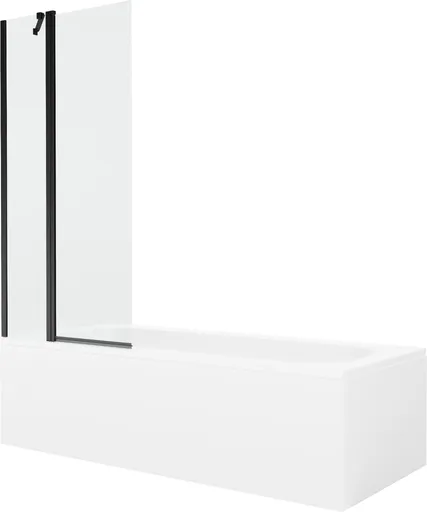 MEXEN/S Vega obdélníková vana 180 x 80 cm s panelem + vanová zástěna 80, transparent, černá 550118080X9408117000