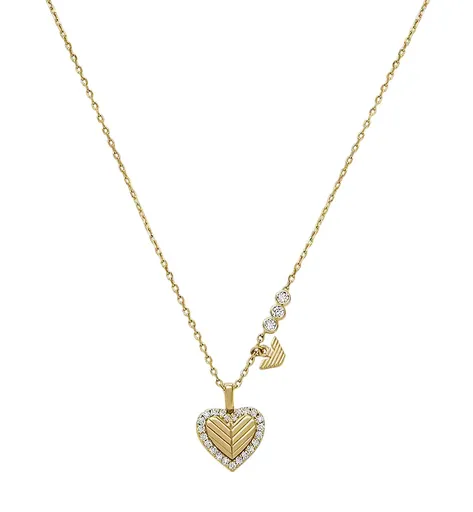 Emporio Armani Půvabný pozlacený náhrdelník se zirkony Srdce EG3622710