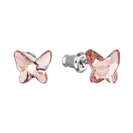 Evolution Group - Pavona Náušnice s růžovo-oranžovými krystaly Swarovski Motýl 51048.3 rose peach