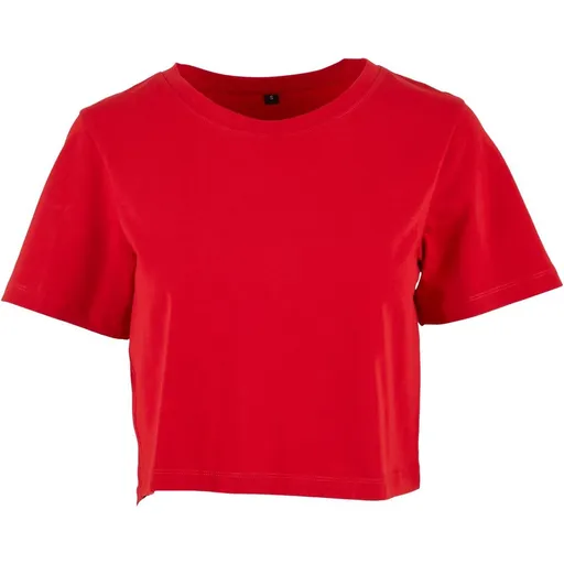 Build Your Brand Dámské crop top tričko s krátkým rukávem - Červená | M