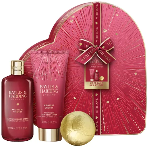 Baylis & Harding Midnight Cherry dárková sada ve tvaru srdce