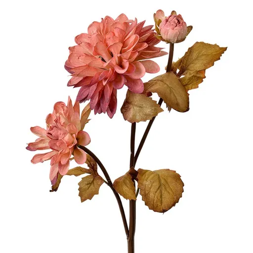 Dekorace růžová umělá květina jiřina - 10*10*66 cm Clayre & Eef