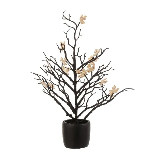 Černý dekorační stromek se zlatými lístky Tree Glitt - 15*15*44 cm 6856