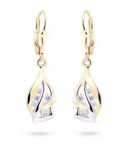 Cutie Jewellery Luxusní náušnice ze žlutého zlata s třpytivými zirkony Z8045-55-10-X-1