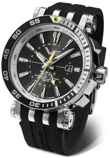 Vostok Europe Energia Rocket Automatic GMT NH34-575A718 - Černý silikonový řemínek