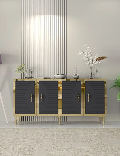 Konzolový stolek Tuna - Anthracite, Gold