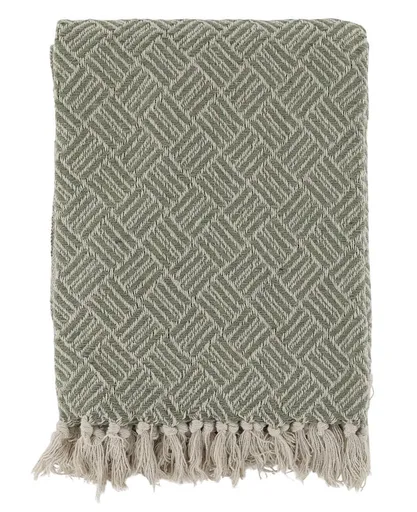 Zelený přízový pléd se vzorem a třásněmi Aix - 130*150 cm 16113921