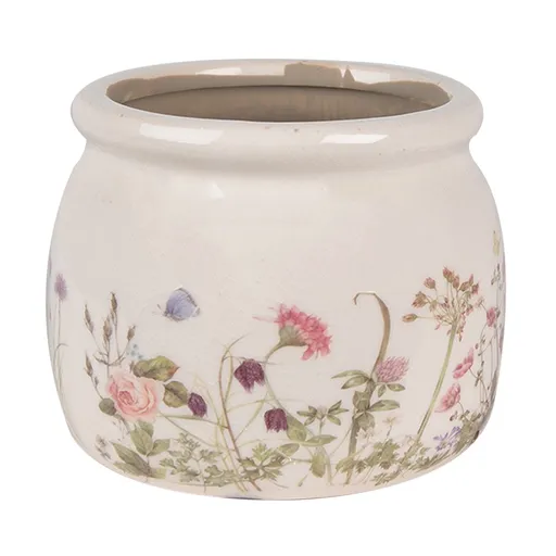 Keramický obal na květináč s lučními květy Flowers of Love S - Ø 12*10 cm 6CE1630S