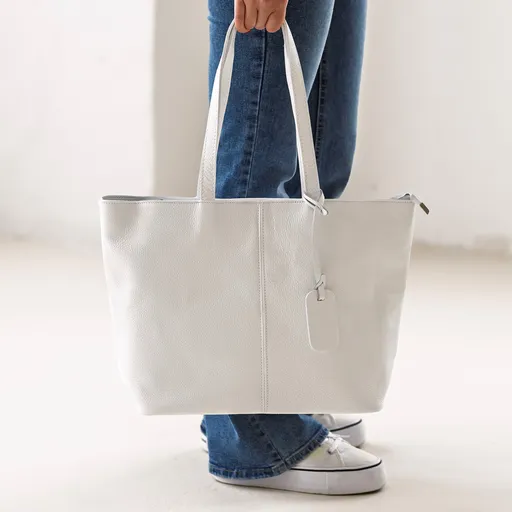 Dámská kožená kabelka Italia Zitta - bílá