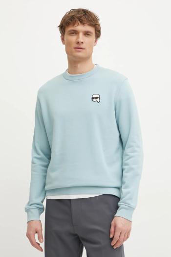 Mikina Karl Lagerfeld pánska, tyrkysová farba, s nášivkou, 551900.705710