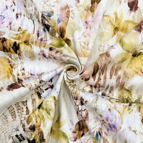 Bavlněná látka SATIN Maui yellow digital print