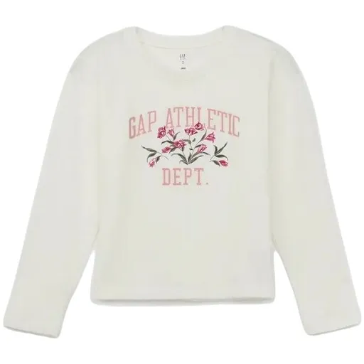GAP FRCH VALUE LOGO Dívčí tričko s dlouhým rukávem, bílá, velikost