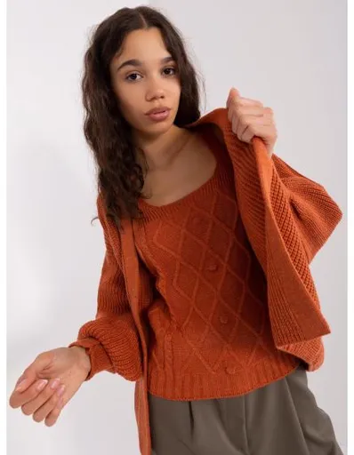 Dámský komplet s buffovými rukávy KIA tmavě oranžový