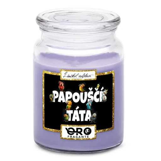 Svíčka Papouščí táta (Vůně svíčky: Levandule)
