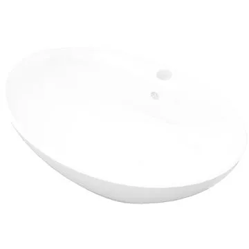 Luxusní keramické oválné umyvadlo s přepadem a otvorem na baterii (140678)