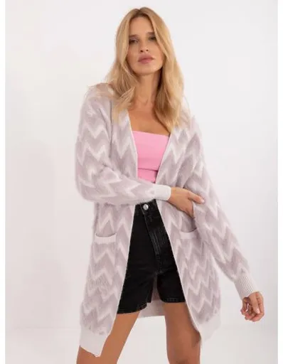 online Světle fialový volný kardigan s kapsami
