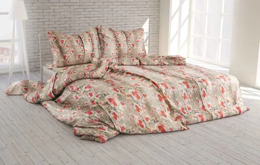 Polášek Krepové povlečení Drobné kvítí - Červená / béžová | 40 x 40 cm