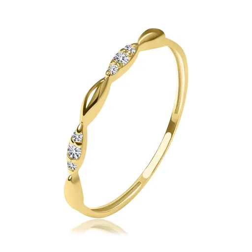 Prsten ze žlutého zlata 585 - motiv zrnek, šest briliantů - Velikost: 58