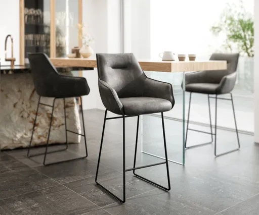 Barová židle Alja-Flex tenká podnož kovová černá mikrovlákno