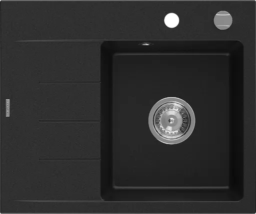 MEXEN Ben granitový dřez 1 s odkapávačem pravý 600 x 500 mm, černá, sifon chrom 6523605000-77