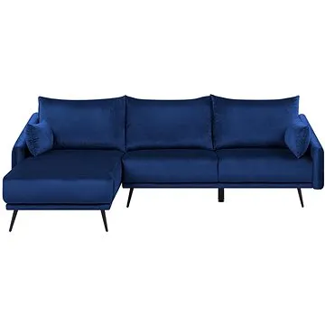 Rohová BELIANI pravostranná, tmavě modrá, sametová (beliani_178024)