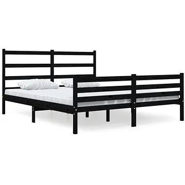 Rám postele masivní borovice 140 × 190 cm černý, 3103697 (3103697)